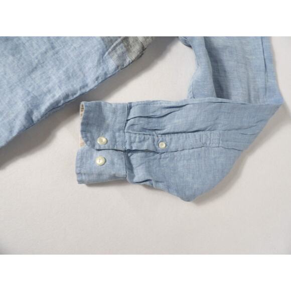 Tommy Bahama XXL Mens Shirt Linen Blue Striped Button Up Casual Vacay Long Sleev - Picture 10 of 13